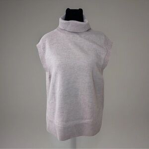 Rachel Zoe Sleeveless Turtleneck Sweater Sz L Extra Fine Merino Wool Blush Pink